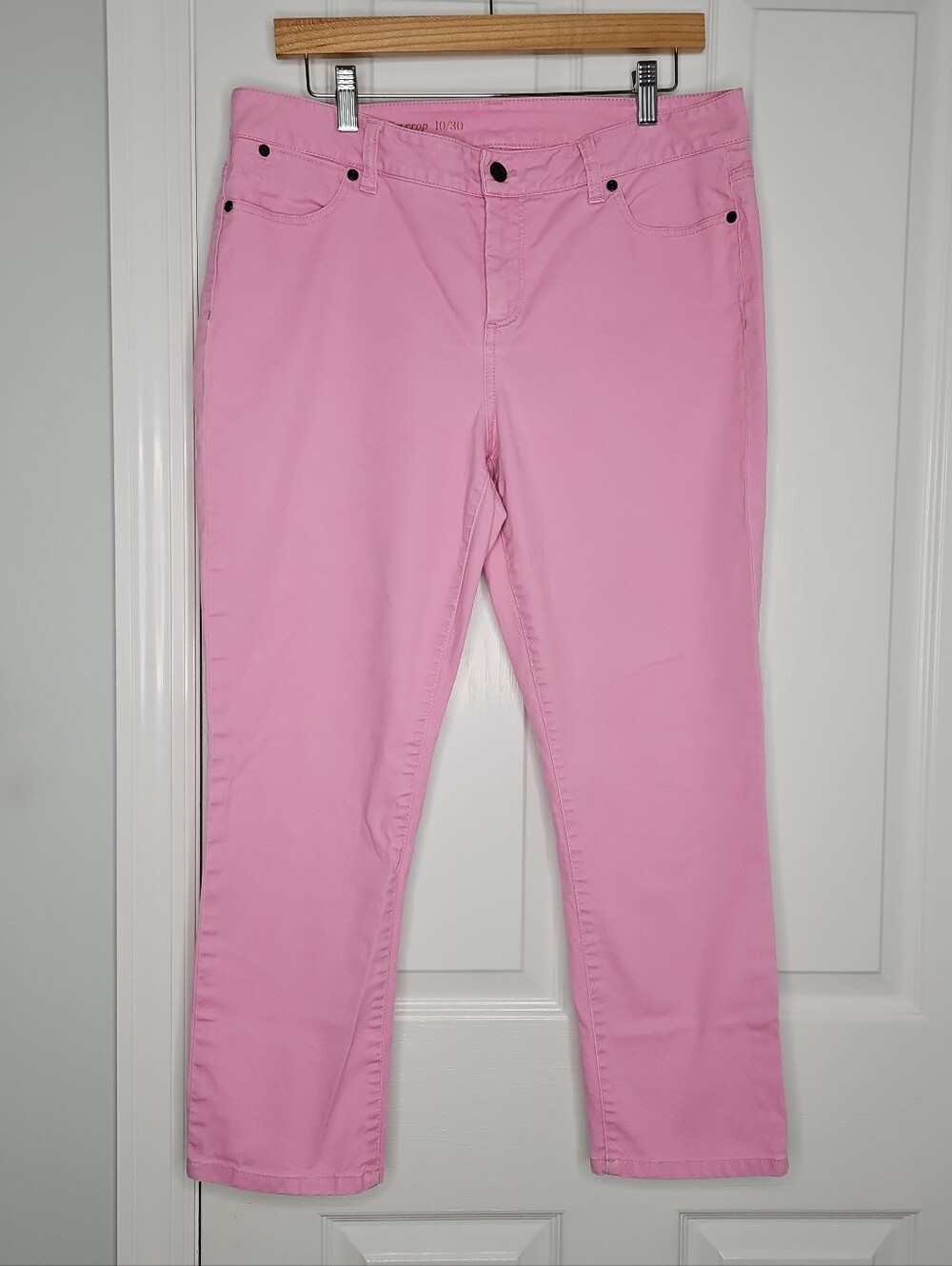 Talbots Signature Slim Crop Jeans 10/30 Pink Mid Rise Stretch Preppy Coastal